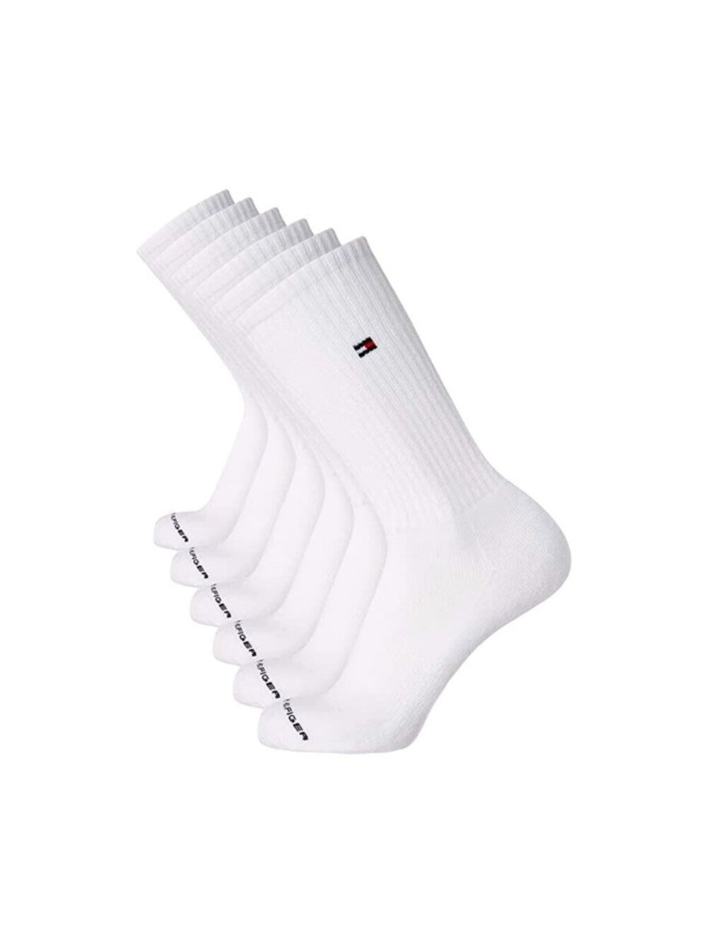 Tommy Hilfiger Men 5 Pk Crew Athletic Socks TVM213CR10001 Cushion White One Size